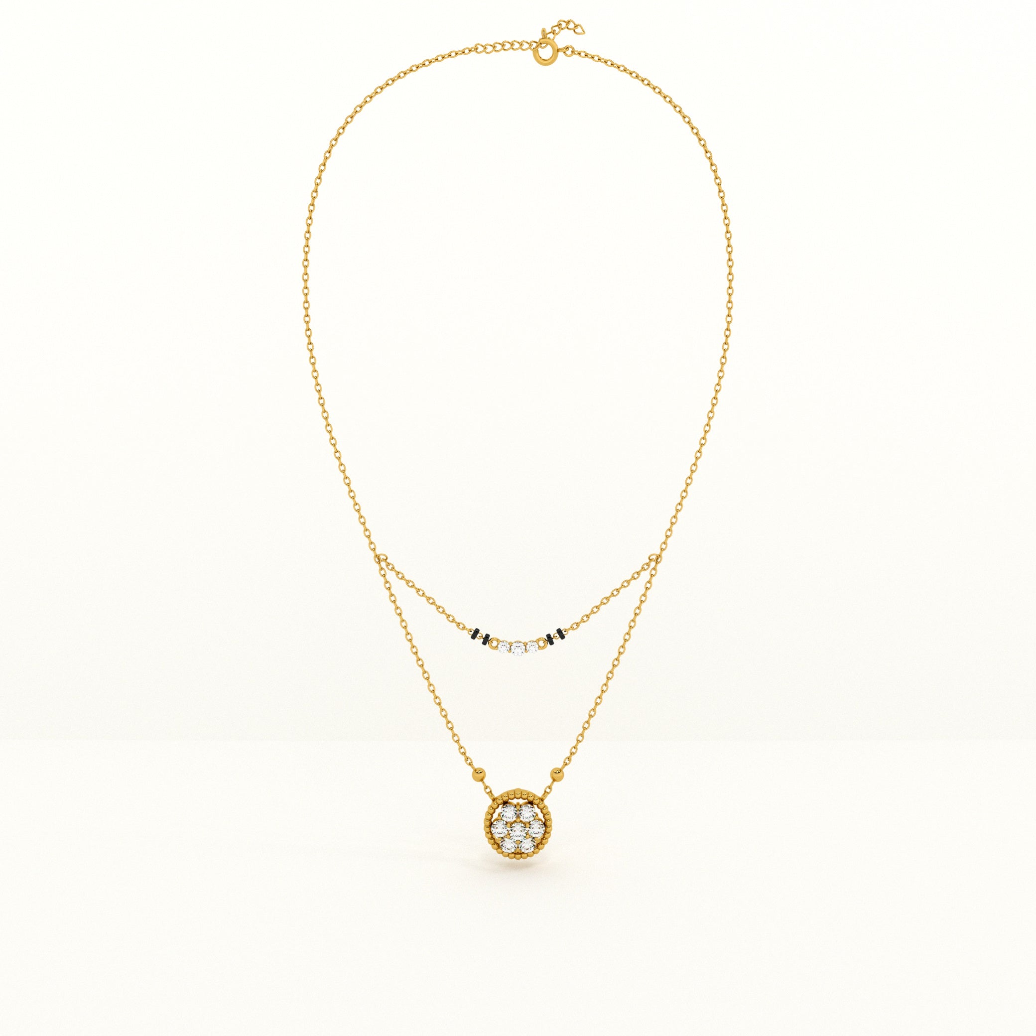 Double Layered Pendant 925 Sterling Silver Mangalsutra