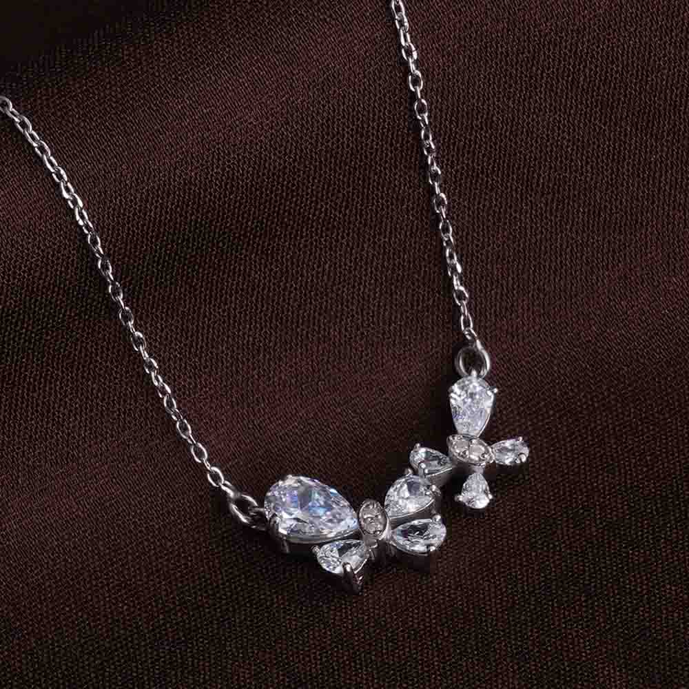 Butterfly Pendant Silver Necklace