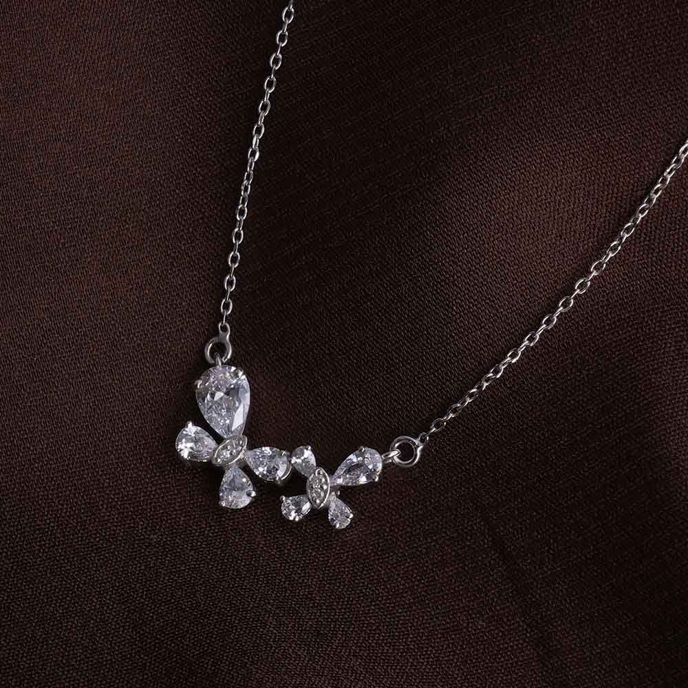 Butterfly Pendant Silver Necklace