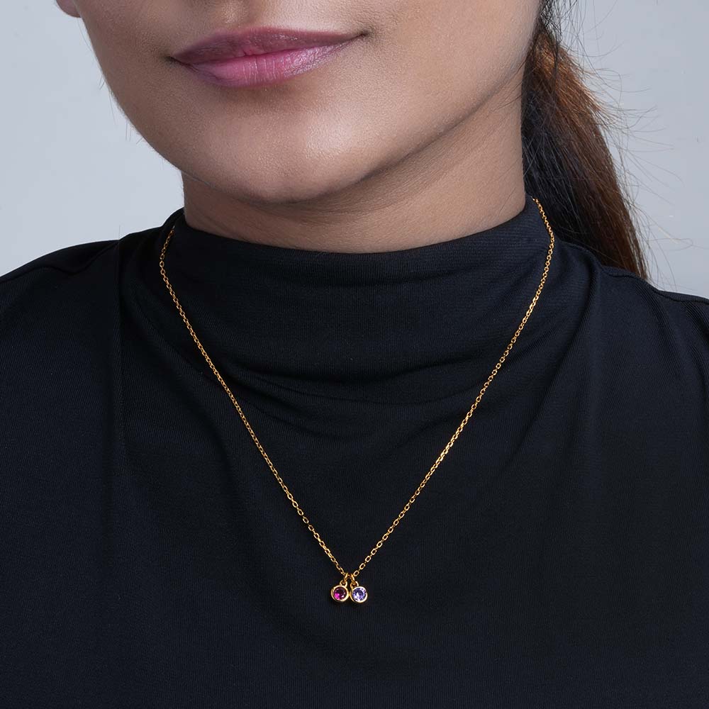 Dual Charm Colorstone Pendant | 18K Gold Vermeil Plated