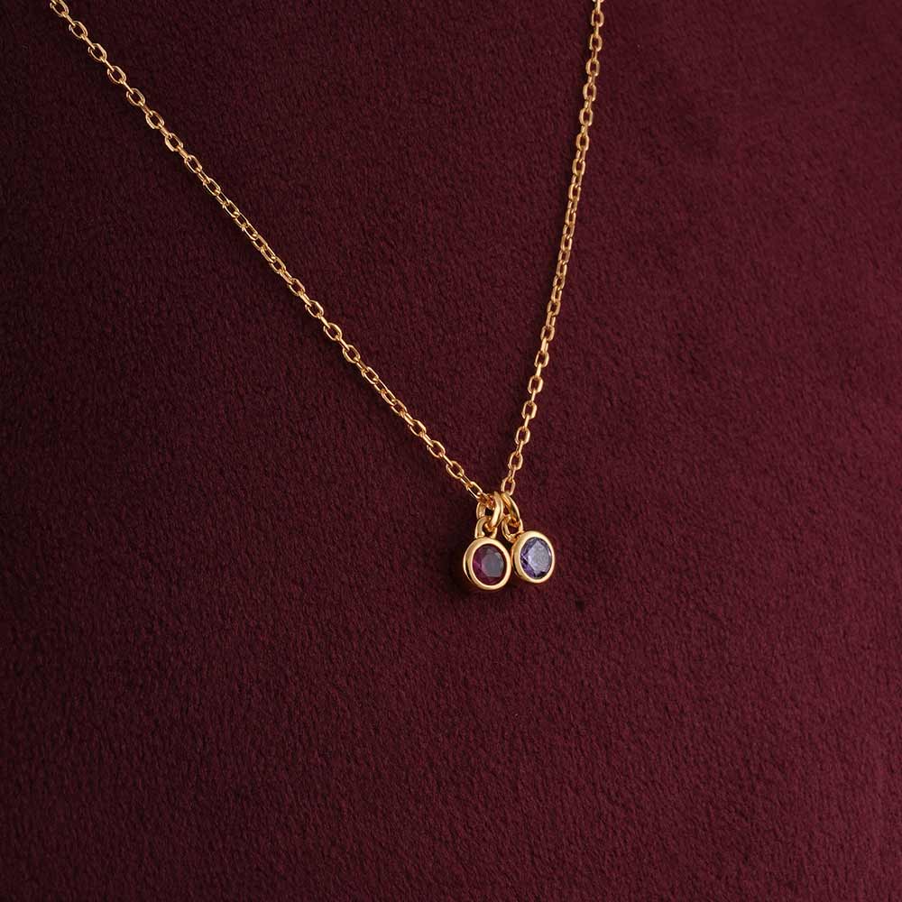 Dual Charm Colorstone Pendant | 18K Gold Vermeil Plated