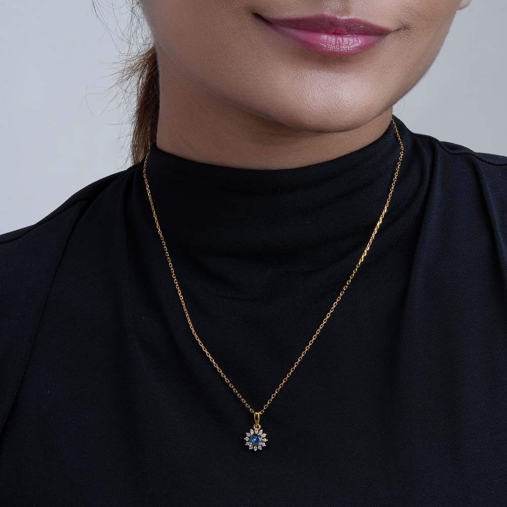 Aquablue cluster pendant | 18K Gold Vermeil Plated