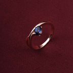 Blue Spahhire Crossover Ring | 18K Gold Vermeil Plated