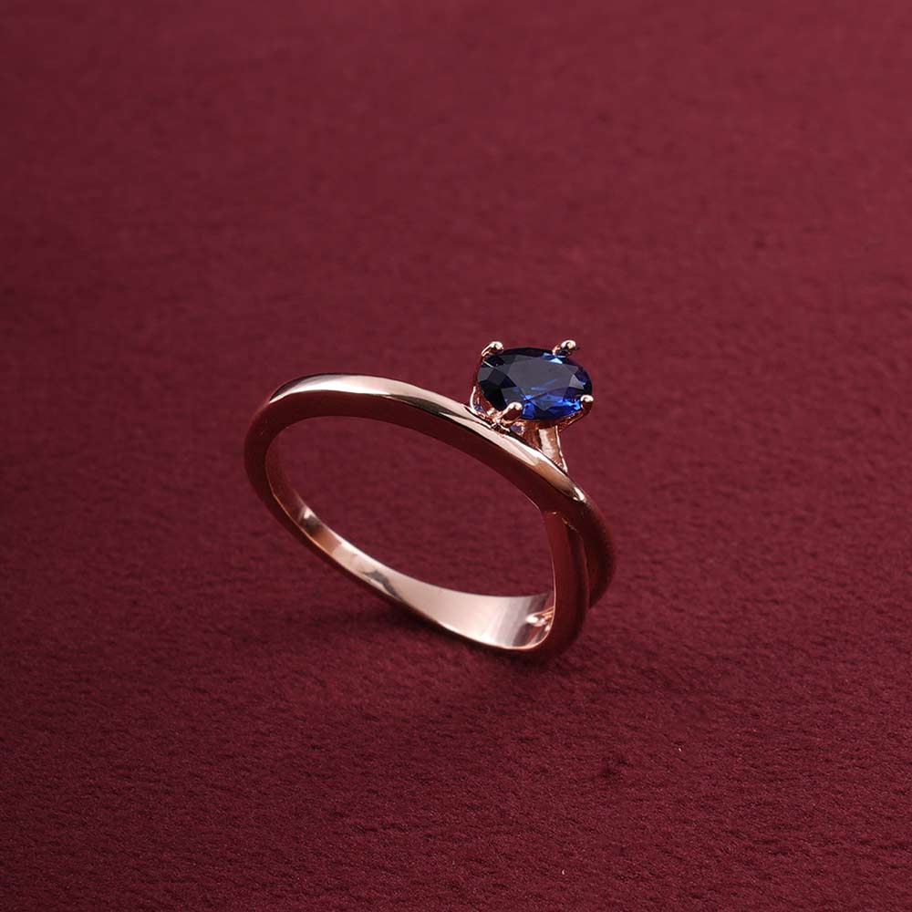 Blue Spahhire Crossover Ring | 18K Gold Vermeil Plated
