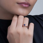 Blue Spahhire Crossover Ring | 18K Gold Vermeil Plated