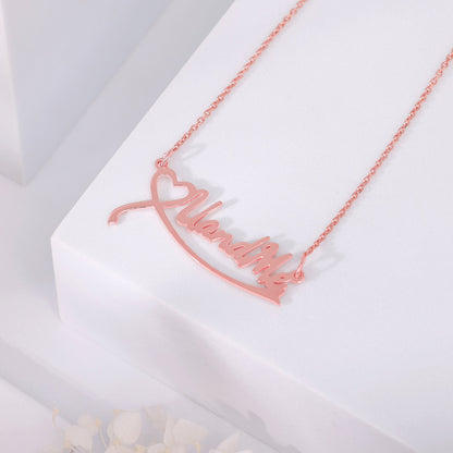 Rose Gold Personalised Name Heart Necklace