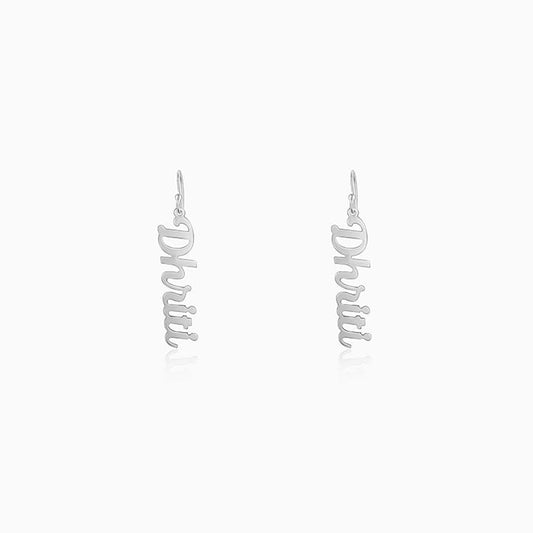 Silver Personalised Cursive Name Earrings