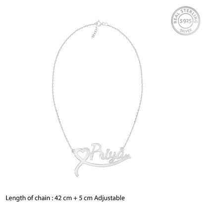Silver Personalised Name Heart Necklace