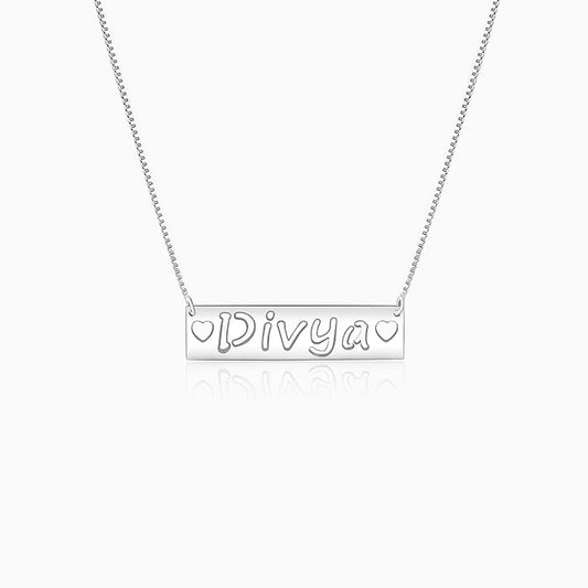 Silver Personalised Name Engraved with Love Necklace