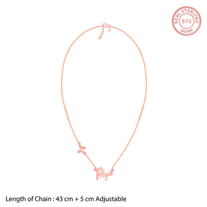 Rose Gold Personalised Pretty Butterfly Necklace