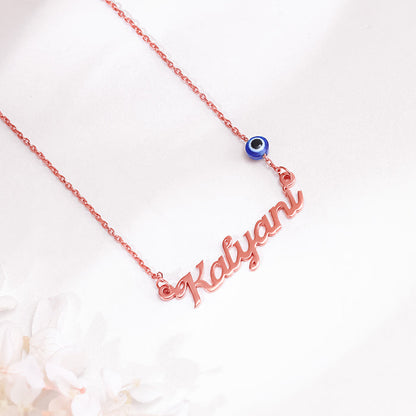 Rose Gold Evil Eye Personalised Name Necklace