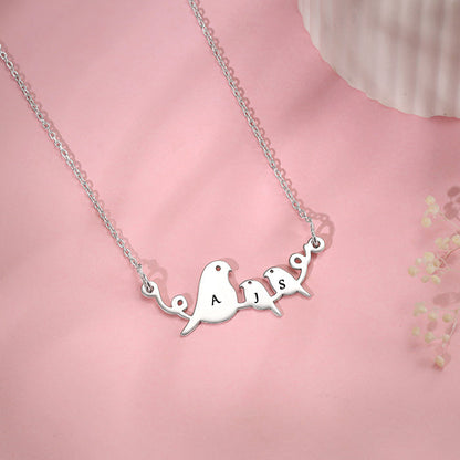 Silver Personalised Birdie Initial Necklace
