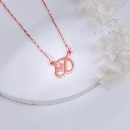 Rose Gold Personalised Cursive Initial Necklace