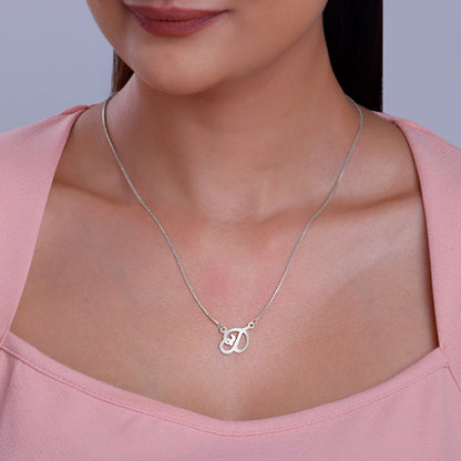 Silver Personalised Cursive Initial Necklace