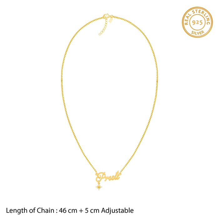 Golden Personalised Name Star Charm Necklace