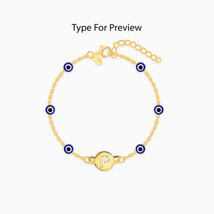 Golden Personalised Evil Eye Initial Bracelet