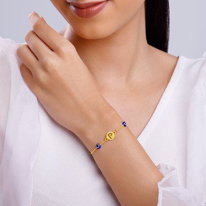 Golden Personalised Evil Eye Initial Bracelet