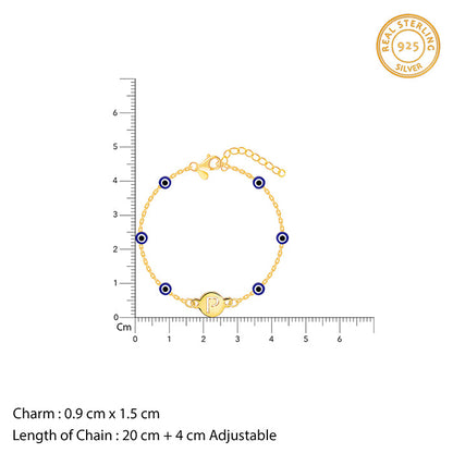 Golden Personalised Evil Eye Initial Bracelet