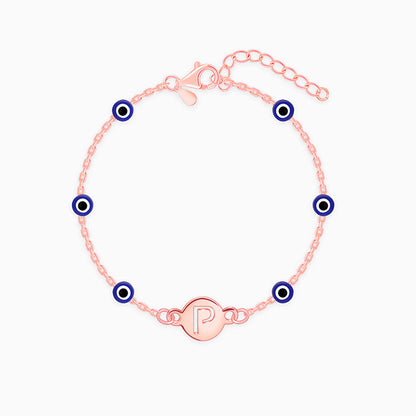 Rose Gold Personalised Evil Eye Initial Bracelet