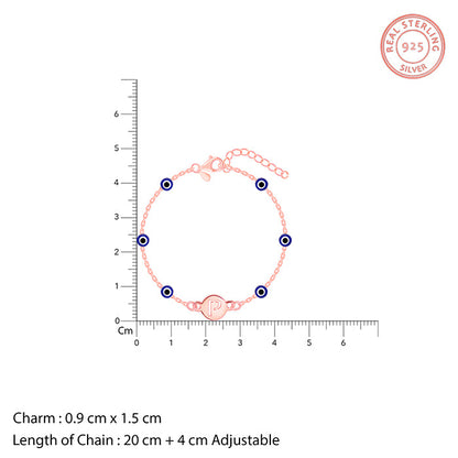 Rose Gold Personalised Evil Eye Initial Bracelet