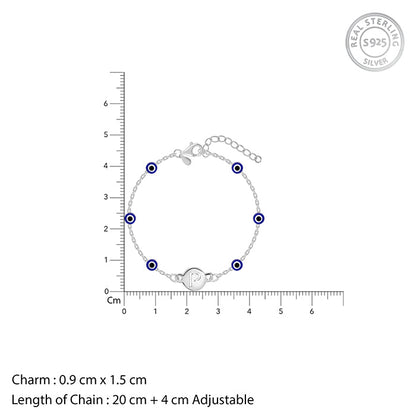 Silver Personalised Evil Eye Initial Bracelet