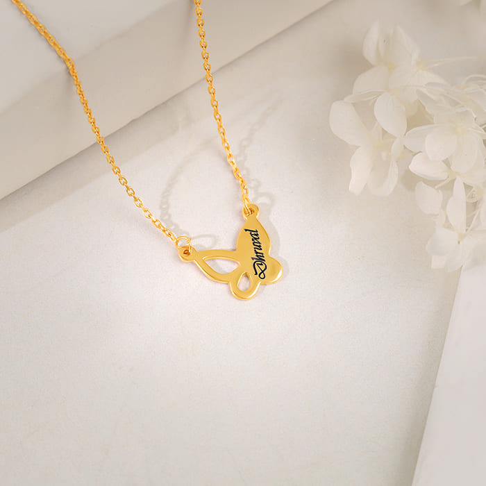 Golden Personalised Butterfly Necklace