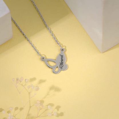 Silver Personalised Butterfly Necklace