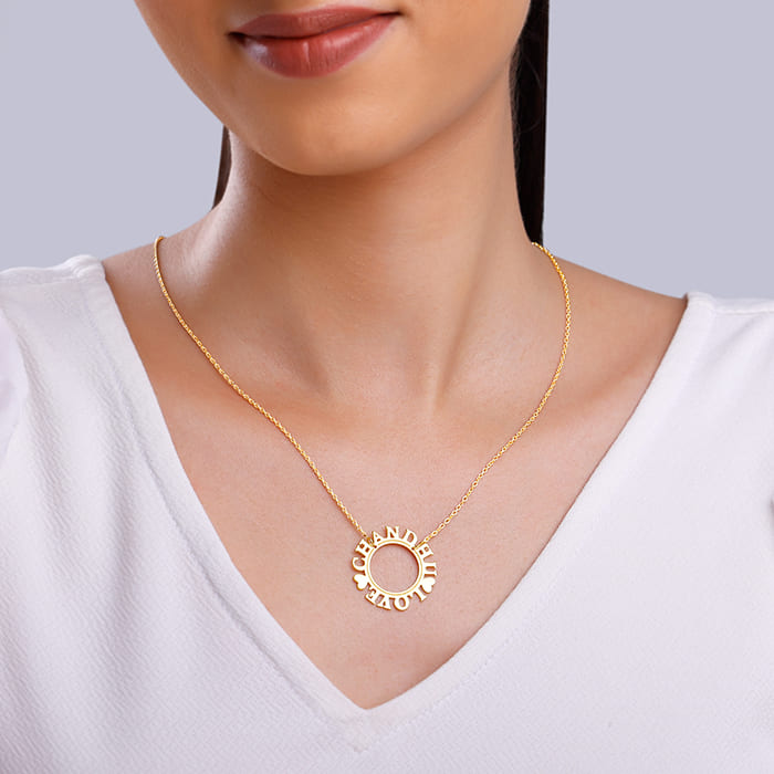 Golden Personalised Round Name Necklace