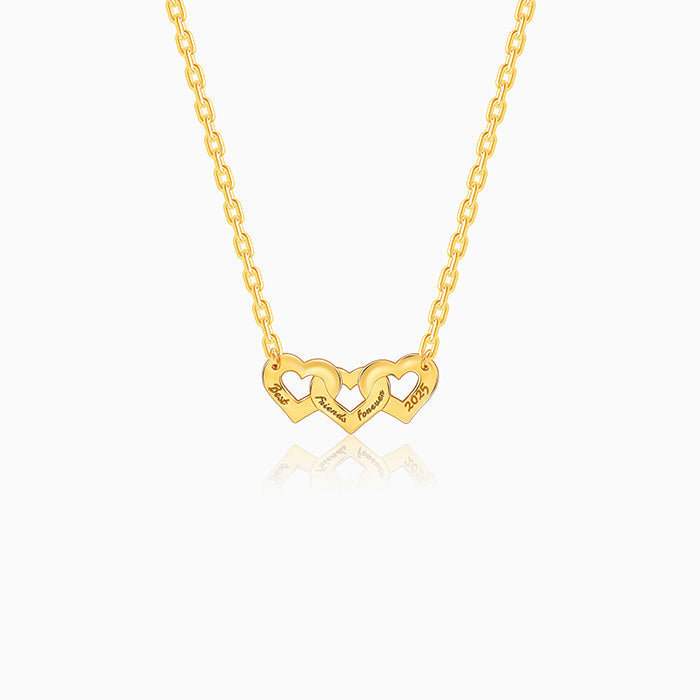 Golden Personalised Triple Heart BFF Necklace
