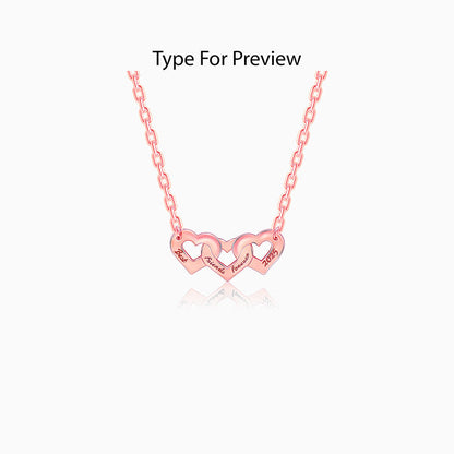 Rose Gold Personalised Triple Heart BFF Necklace