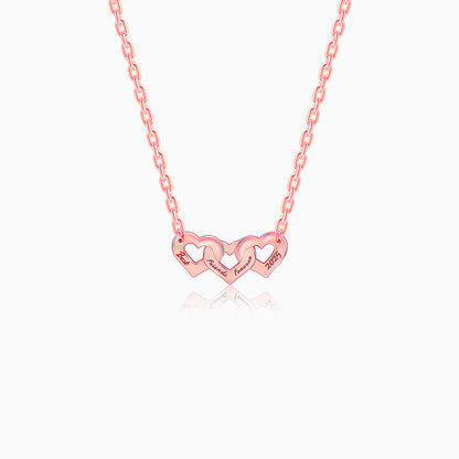 Rose Gold Personalised Triple Heart BFF Necklace