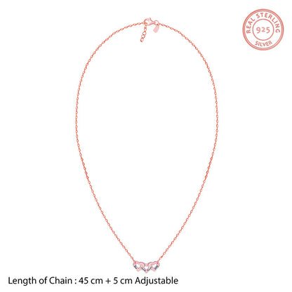 Rose Gold Personalised Triple Heart BFF Necklace