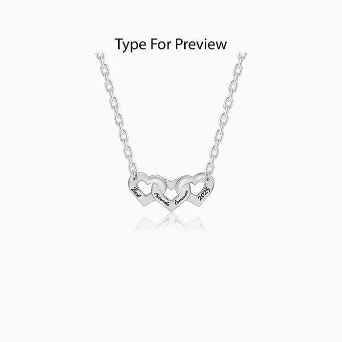 Silver Personalised Triple Heart BFF Necklace