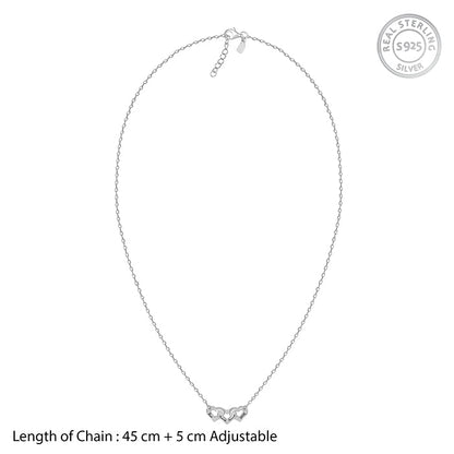 Silver Personalised Triple Heart BFF Necklace