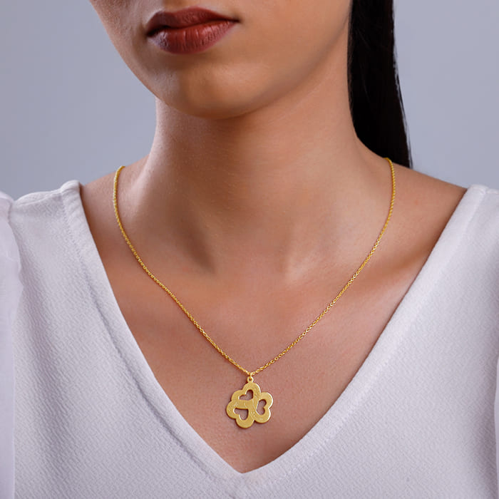 Golden Personalised Floral Love Name Necklace