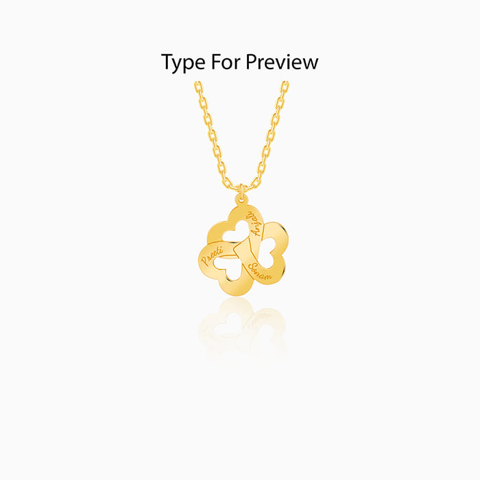 Golden Personalised Floral Love Name Necklace