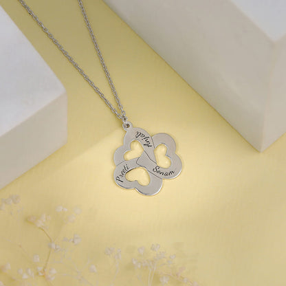 Silver Personalised Floral Love Name Necklace