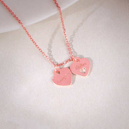 Rose Gold Dual Heart Name Personalised Necklace