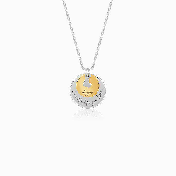 Dual Tone Golden Personalised Layered Coins Name Necklace