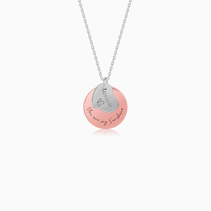 Dual Tone Rose Gold Personalised Heart Message Necklace