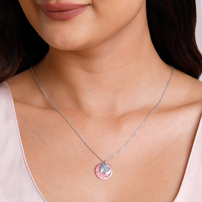 Dual Tone Rose Gold Personalised Heart Message Necklace