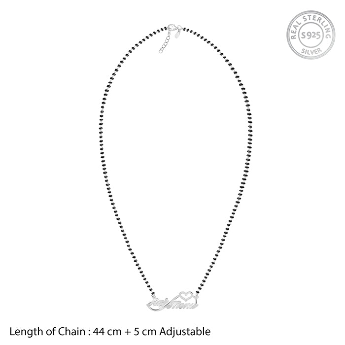 Silver Personalised Heart Name Mangalsutra