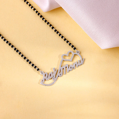 Silver Personalised Heart Name Mangalsutra