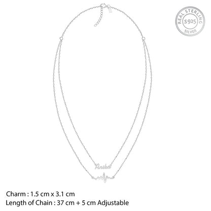 Silver Personalised Heartbeat Layered Necklace