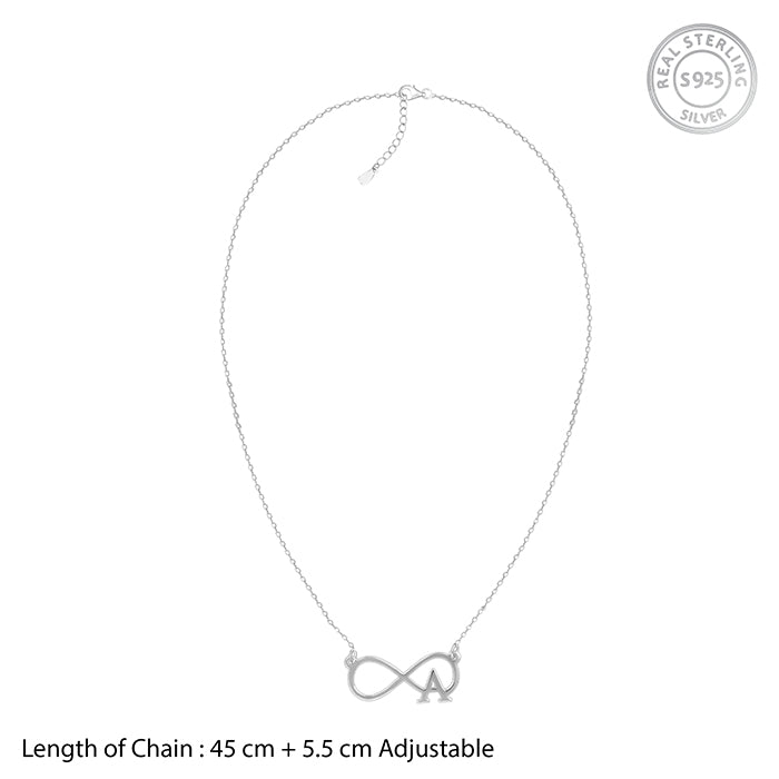 Silver Personalised Infinity Initial Necklace