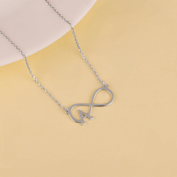 Silver Personalised Infinity Initial Necklace