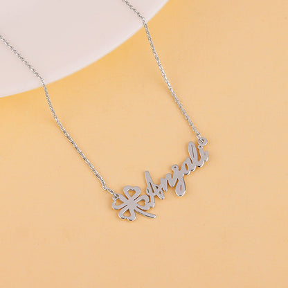 Silver Personalised Serendipity Clover Necklace