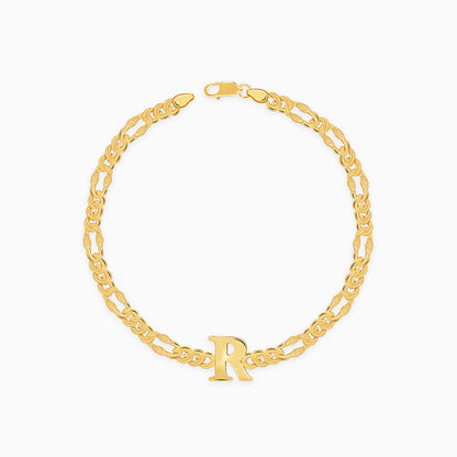 Golden Personalised Alpha Initial Bracelet For Him