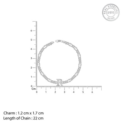 Silver Personalised Alpha Initial Bracelet For Him