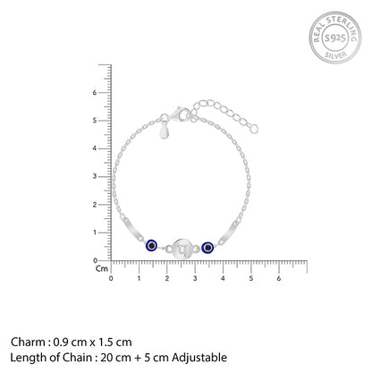 Silver Hindi Initial Evil Eye Bracelet